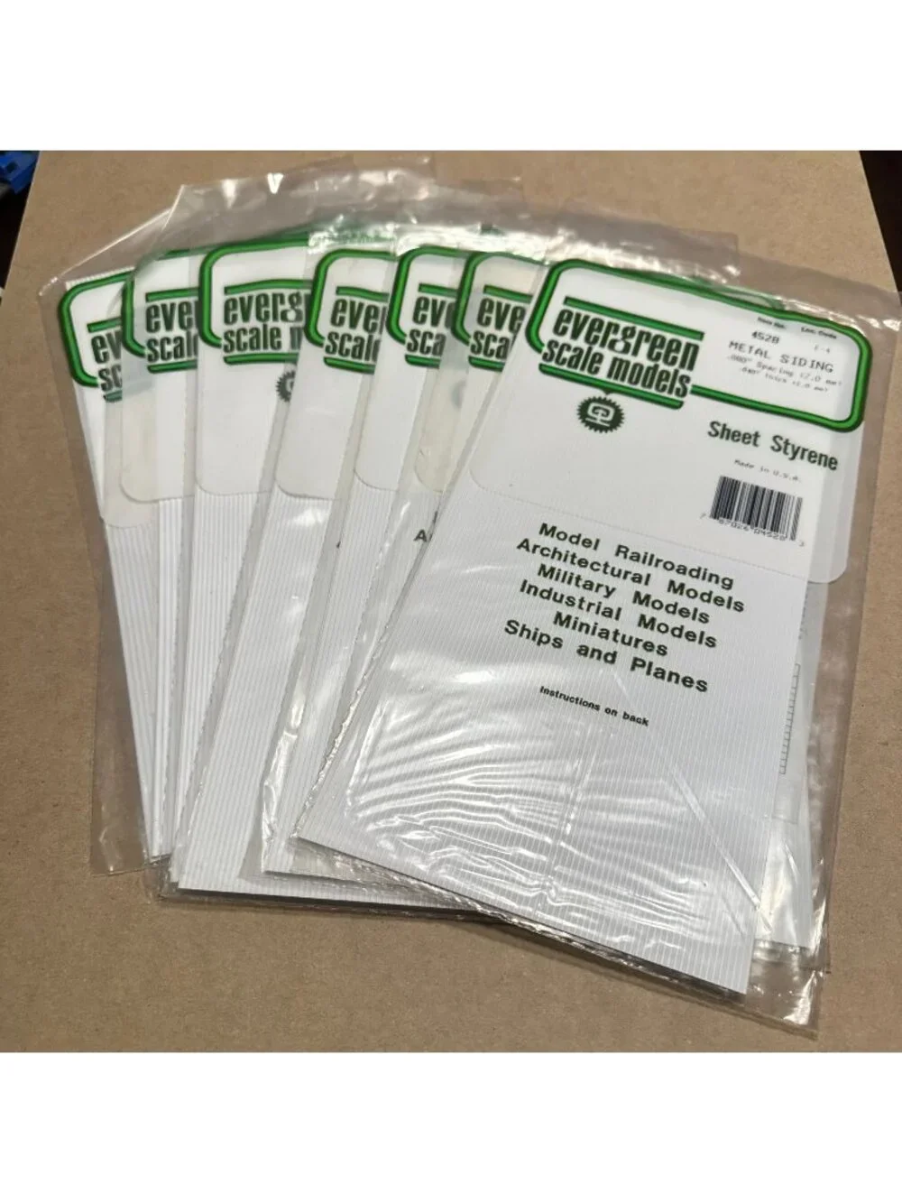 Evergreen Scale Models Styrene Metal Siding Sheets Lot of 7 Assorted Sizes